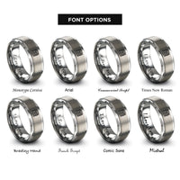 font options for inside engraving on silver stack of books rings