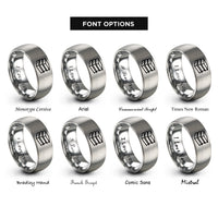 font options for inside engraving on gray stack of books rings