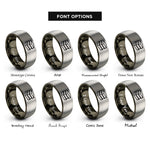 font options for inside engraving on gunmetal & grey stack of books rings