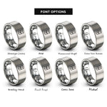 font options for inside engraving on grey stacked d6 rings