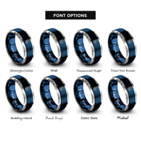font options for inside engraving on blue & silver stacked dice rings