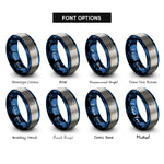 font options for inside engraving on blue & grey stacked dice rings