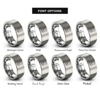 font options for inside engraving on gray stacked dice rings