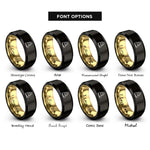 font options for inside engraving on black & gold stacked stones rings