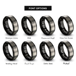 font options for inside engraving on black & gray stacked stones rings
