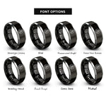 font options for inside engraving on black & grey stacked stones rings
