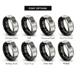 font options for inside engraving on black & grey stacked stones rings