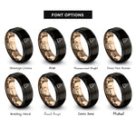 font options for inside engraving on black & rose gold stacked stones rings