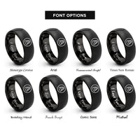 font options for inside engraving on black stacked stones rings