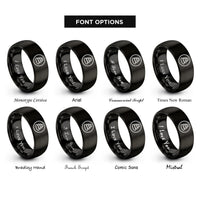 font options for inside engraving on black stacked stones rings