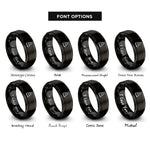 font options for inside engraving on black stacked stones rings