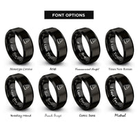 font options for inside engraving on black stacked stones rings