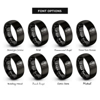 font options for inside engraving on black staff pick rings