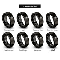 font options for inside engraving on black staff pick rings