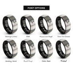 font options for inside engraving on black & gray stag rampant rings