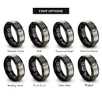 font options for inside engraving on black & silver stage curtains rings