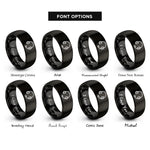 font options for inside engraving on black stage manager headset rings