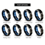 font options for inside engraving on black & blue & silver stair climber rings