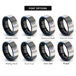 font options for inside engraving on black & blue & silver stair climber rings