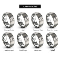 font options for inside engraving on gray stair set handrail rings