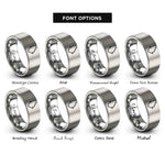 font options for inside engraving on grey stairs down arrow rings