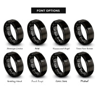 font options for inside engraving on black stairway to heaven rings