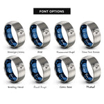 font options for inside engraving on blue & gray stallion horse rearing rings