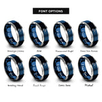 font options for inside engraving on blue & gray stallion horse rearing rings