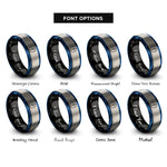 font options for inside engraving on black & blue & grey stamina bolt circle rings