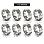 font options for inside engraving on grey stamina bolt circle rings
