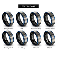 font options for inside engraving on black & blue & gray stamina bolt meter rings