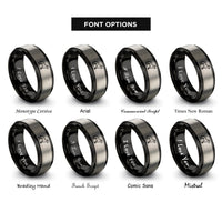 font options for inside engraving on black & gray standing dog rings