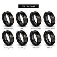 font options for inside engraving on black standing dog rings