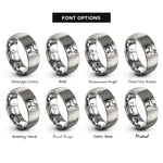 font options for inside engraving on silver standing dog rings