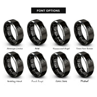 font options for inside engraving on black & gray staple gun rings