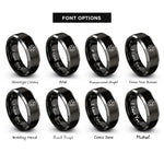 font options for inside engraving on black & gray star badge rings