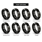 font options for inside engraving on black & grey star badge rings