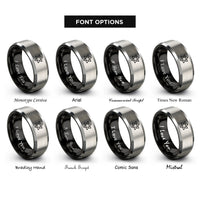 font options for inside engraving on black & grey star badge rings