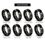 font options for inside engraving on black & silver star badge rings