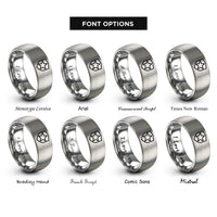 font options for inside engraving on silver star badge rings