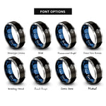 font options for inside engraving on black & blue & grey star barbell shield rings