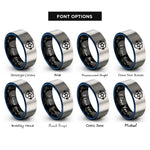 font options for inside engraving on black & blue & silver star barbell shield rings