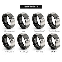 font options for inside engraving on black & gray star rings