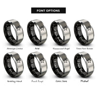 font options for inside engraving on black & silver star rings