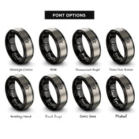 font options for inside engraving on black & grey star rings
