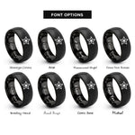 font options for inside engraving on black star rings