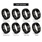 font options for inside engraving on black star rings