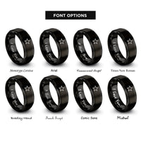 font options for inside engraving on black star rings