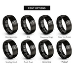 font options for inside engraving on black star burst rings
