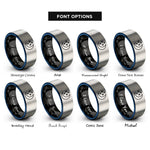 font options for inside engraving on black & blue & grey star cluster rings